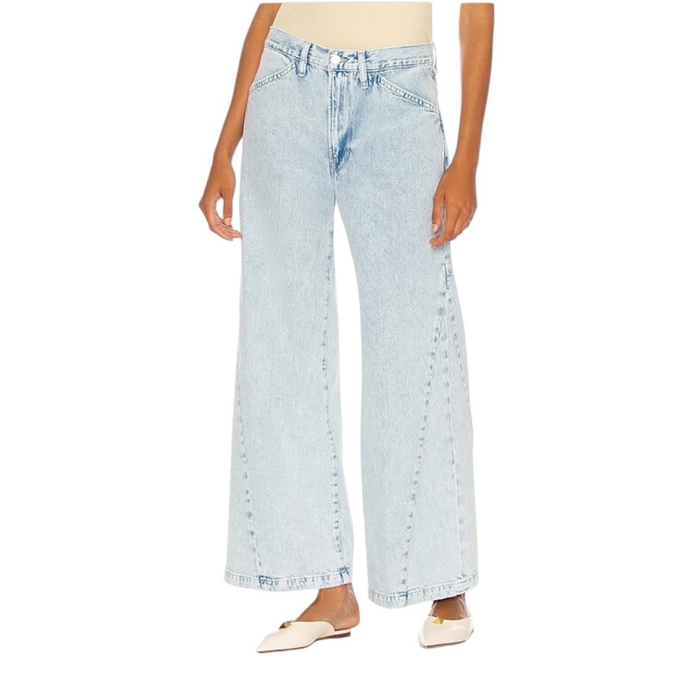 Frame Denim Light Wash Wide Leg Jeans - Light Blue